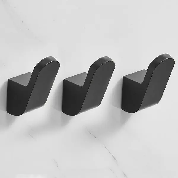 3 pieces black Крючок латунный матовый крючок для одежды крючок настенный для ванной комнаты медная вешалка для одежды дверной крючок - Цвет: 3 pieces black