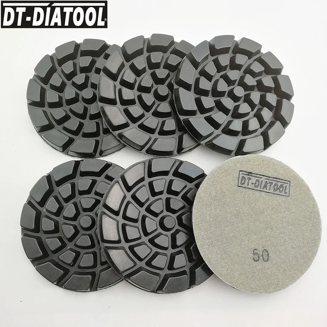 

DT-DIATOOL 6pcs/set Dia 4inch Diamond Resin Bond Concrete Polishing Pads Nylon backed Floor Renew Sanding discs Dia 100mm/4"