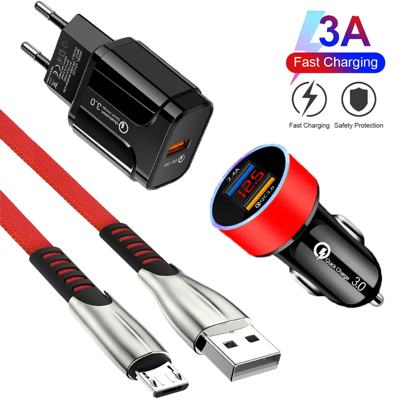 Быстрая зарядка 3 0 Зарядка телефона Зарядное устройство 3A Micro USB кабель для Meizu M3 3S