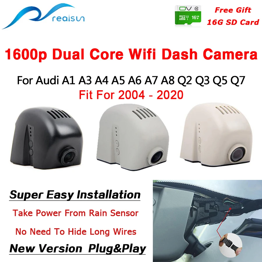 Автомобильный видеорегистратор Realsun 1600P двухъядерный процессор Novatek 96675 Wi Fi для Audi