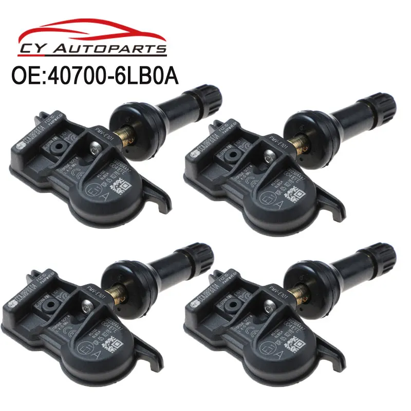 Датчик системы мониторинга давления в шинах для Nissan QX50 Titan 2016-2019 433 МГц, TPMS Датчик 40700-6LB0A PMV-E101 40700-62B0A, 4 шт.