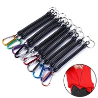 carabiner anti lost keychain spring rope metal buckle fishing climbing tools secure lock tackle portable lanyards for climbing