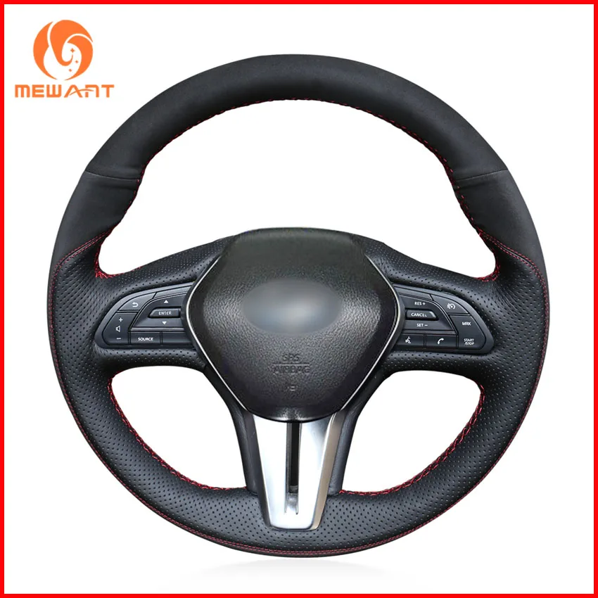 MEWANT черный чехол рулевого колеса автомобиля из натуральной кожи для Infiniti Q50 2018 Q60