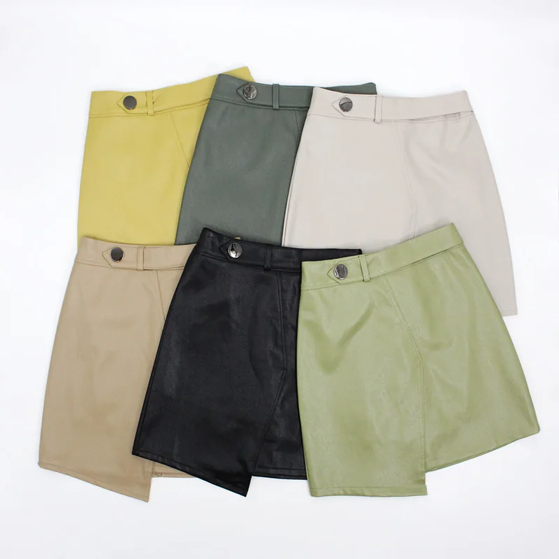 Женские зимние юбки с поясом на молнии прямые мини-юбки из искусственной кожи