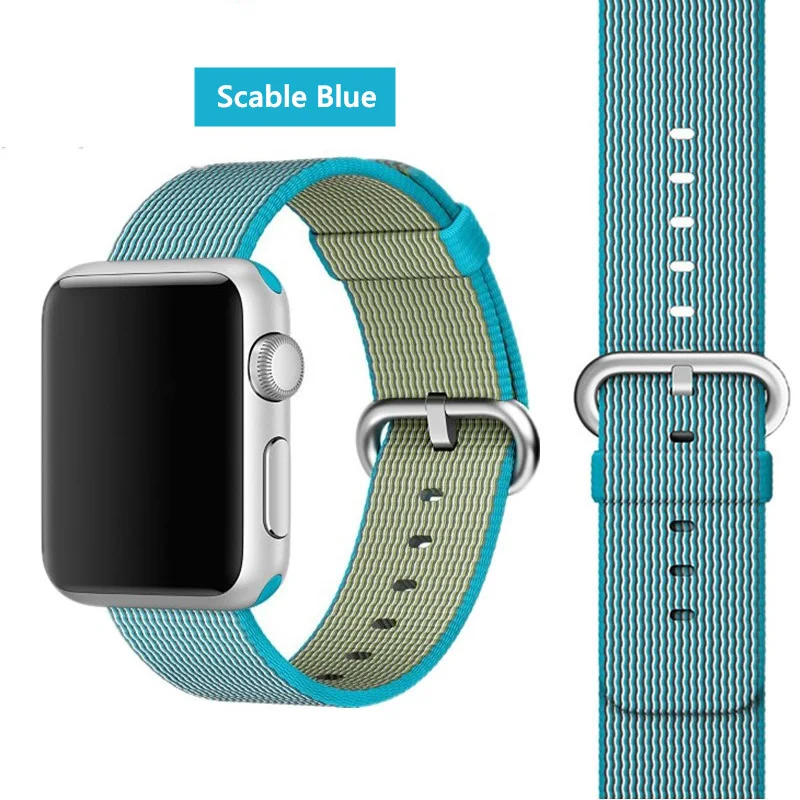 Scable Blue 1 Ремешок EIMO Nato для apple watch, ремешок 44 мм, 40 мм, apple watch 5, 4, 3, 2, iwatch, ремешок 42 мм, 38 мм, плетеный нейлоновый браслет correa, ремешок для часов - Цвет ремешка: Scable Blue 1