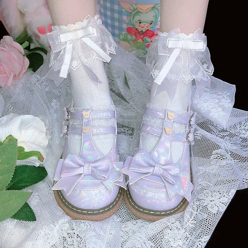 

Japanese Fashion Cute Socks Women Kawaii Lolita Soft Girls Christmas Gift White Lace Sock Bow Uniform Cosplay Accessories 1pairs