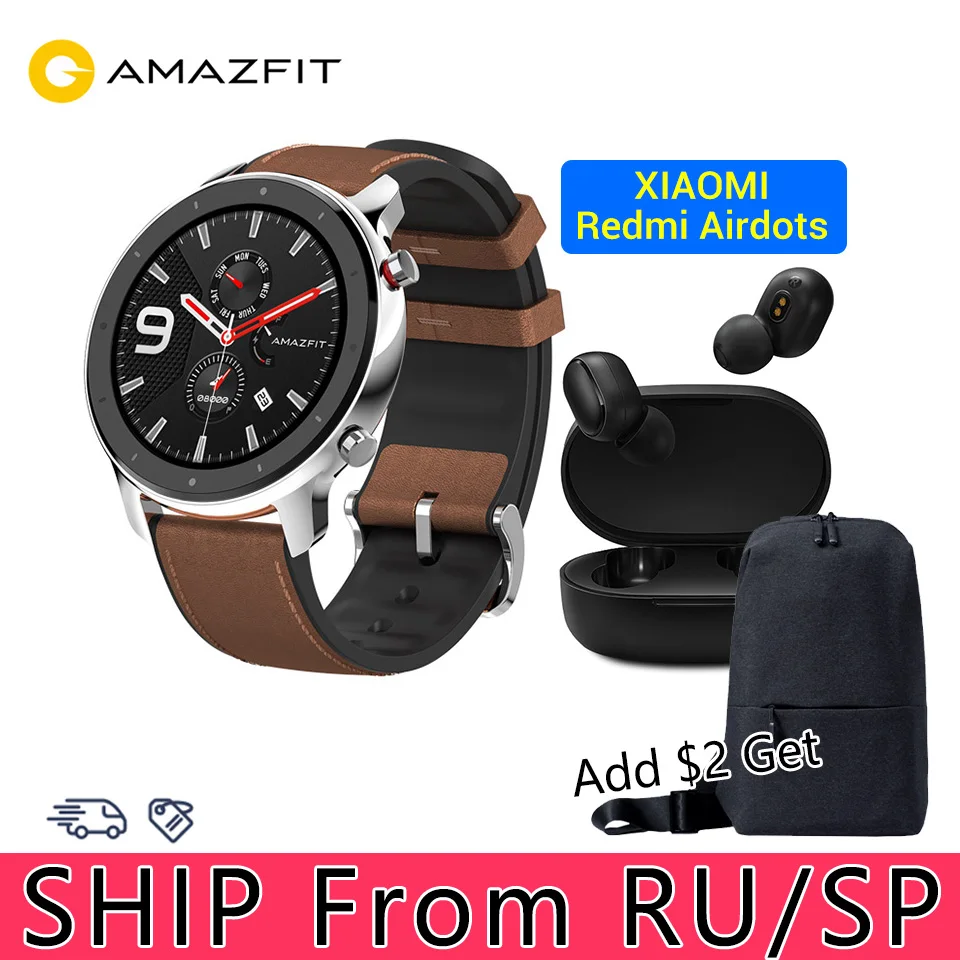 В наличии Huami Amazfit GTR 47 мм Смарт часы 1 39 дюймов с 24 дневным сроком службы батареи 5ATM