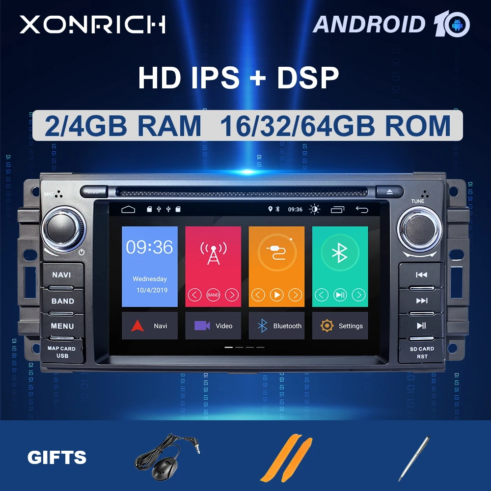 Автомобильный мультимедийный плеер 1Din Android 10 для Jeep Grand Cherokee Chrysler 300C Compass Patriot Dodge