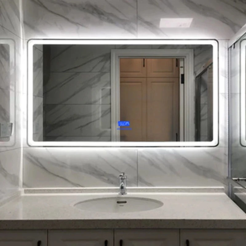 

60x80cm 70x90cm Smart Bluetooth Rectangular Bathroom Mirror High Quality Three Color LED Vanity Light