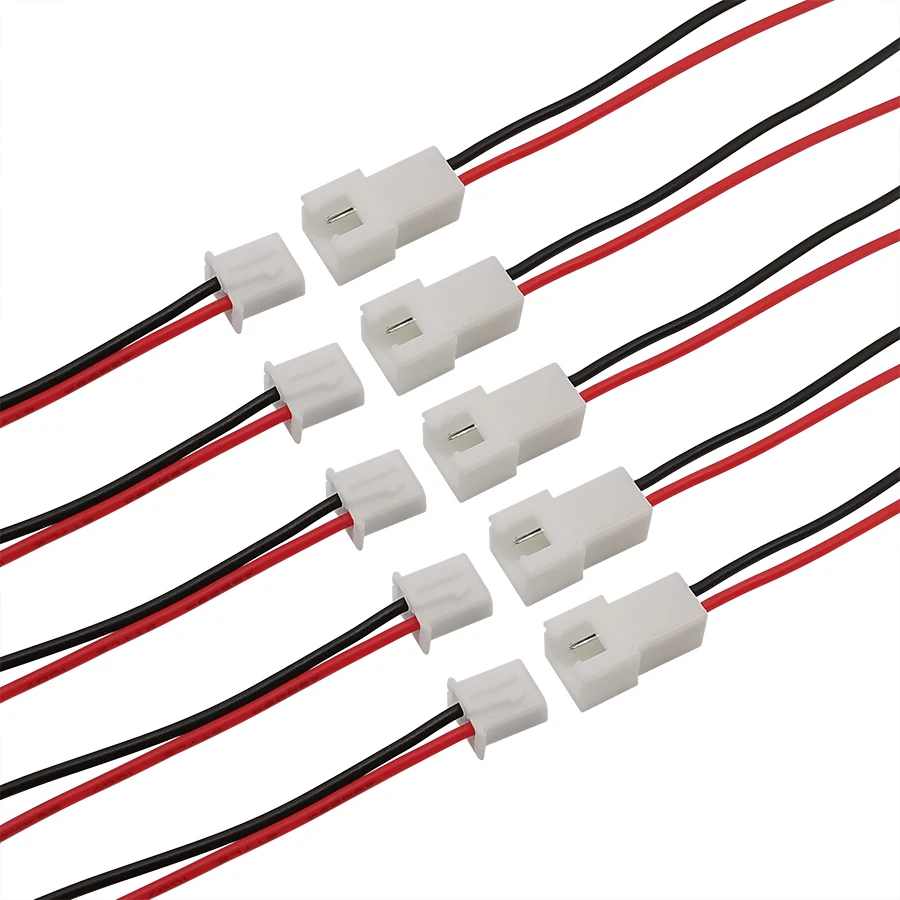 20/10/5Pcs XH2.54 2Pin Pitch 2.54mm Mini Micro JST XH 2.54 mm Plug Male & Female Socket Wire Connector Cable 26AWG Length 200mm