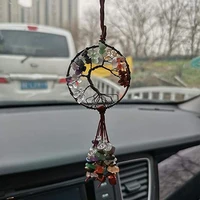1pc handmade car tree of life pendant natural gemstone necklace chakra healing crystal charm auto ornaments wholesale