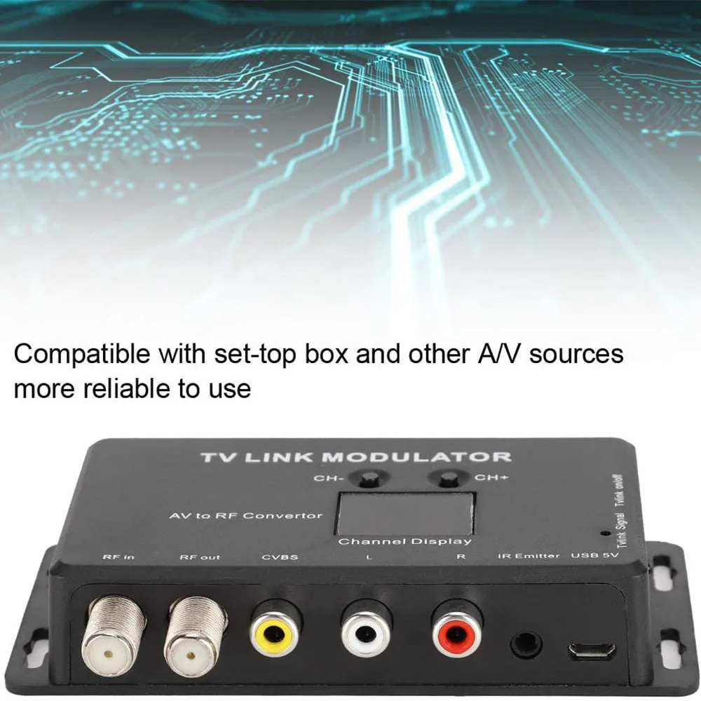 UHF 21 ~ 69 PAL/NTSC модулятор AV к RF преобразователь ИК-расширитель с 21-канальным дисплеем