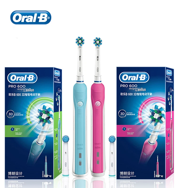 Электрическая зубная щетка Oral B Pro600 вращающаяся для чистки зубов сменная с