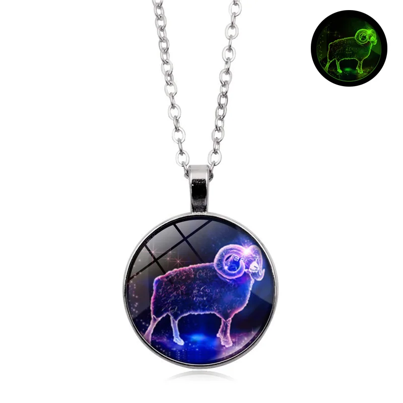 Светящееся ожерелье с 12 созвездиями подвеска со знаками Зодиака светится в