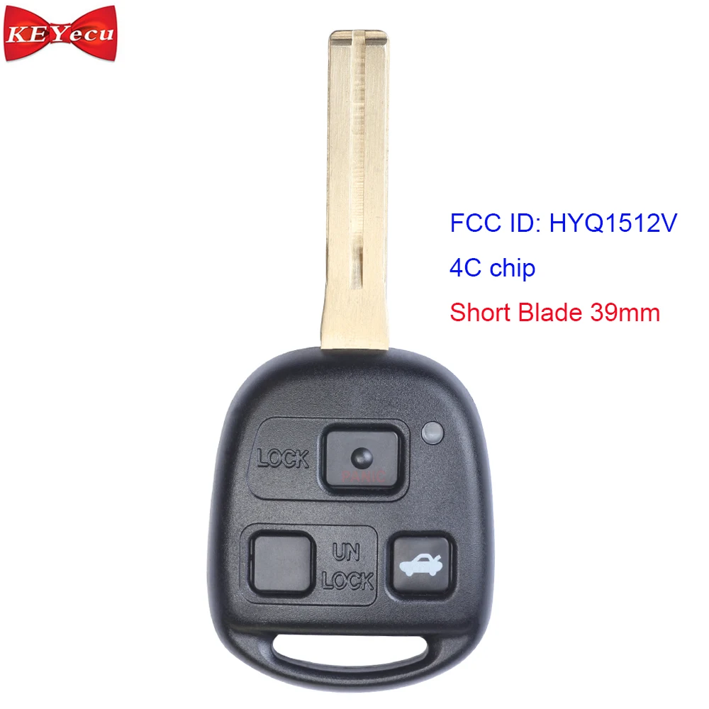 KEYECU для Lexus ES300 GS300 GS400 GS430 IS300 LS400 дистанционный ключ-брелок от машины HYQ1512V 4C чип TOY48 39 мм(в самом широком месте