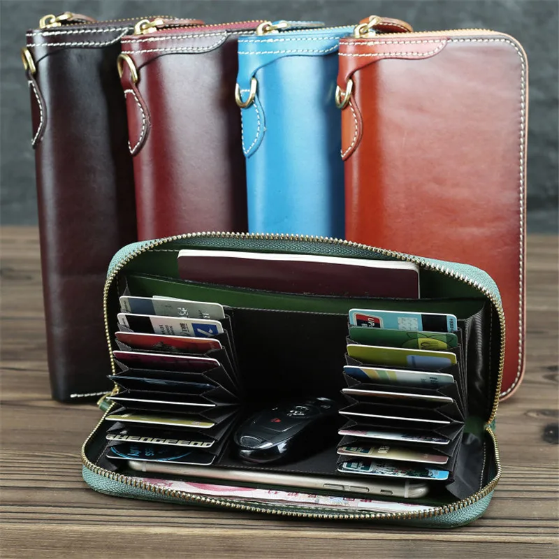 Кошелек Nesitu из натуральной кожи женский и мужской зеленый синий коричневый