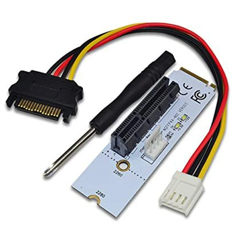NGFF M.2 To PCI-E 4X Riser Card M2 Key M Pcie X4 Adapter With LED Voltage Indicator For ETH Bitcoin Miner Mining | Компьютеры и офис