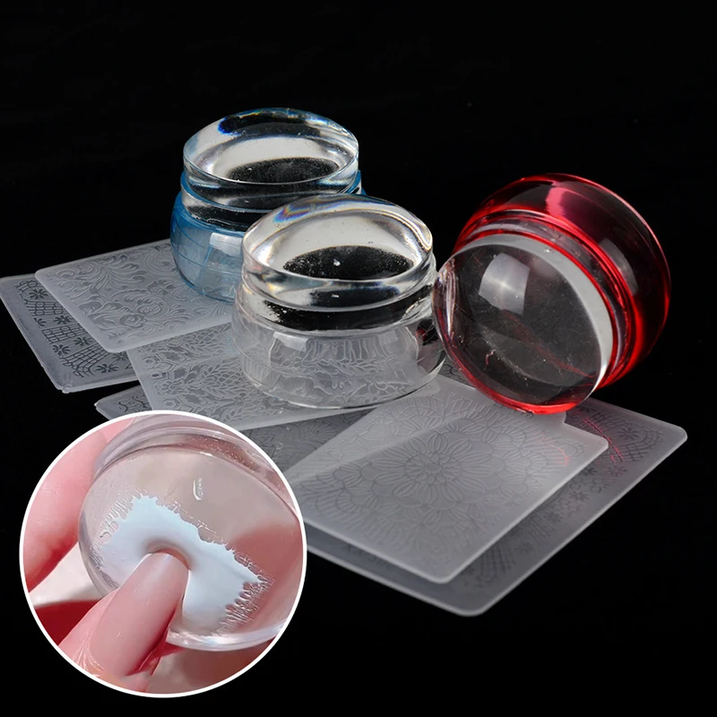 

Clear Silicone Nail Stamper French Tip Nail Art Stamper Clear Silicone Stamping Jelly with Scraper French Manicure Stamping Tool