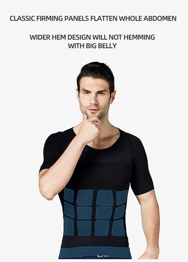 2020 Men Body Toning T-Shirt Slimming Shaper Corrective Posture Belly Control Compression Man Modeling Underwear Corset | Спорт и