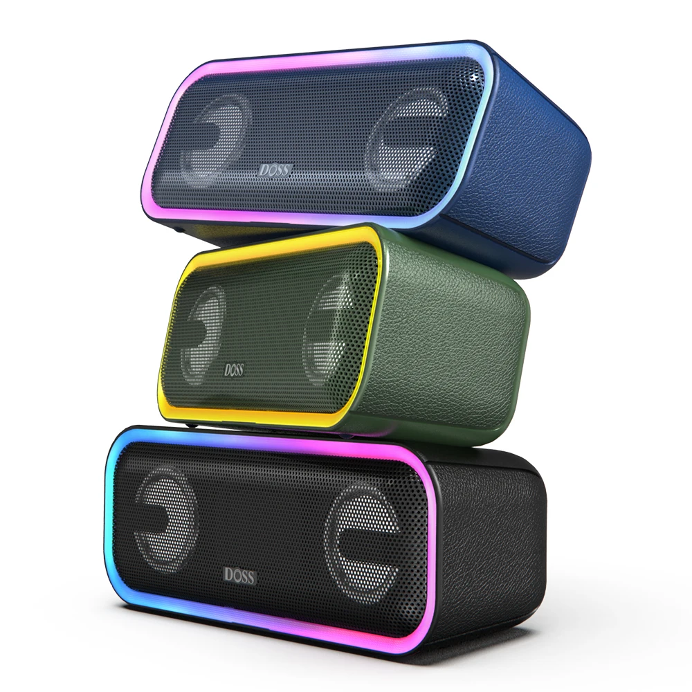 DOSS SoundBox Pro+ TWS беспроводной bluetooth-динамик 24 Вт впечатляющий звук с глубокими басами смешанные цветные огни настоящий стерео звук
