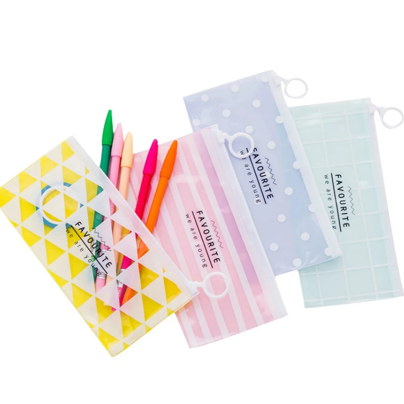 2 шт. прозрачный в виде многоугольника пеналы простой вытяжное кольцо дизайн Офис