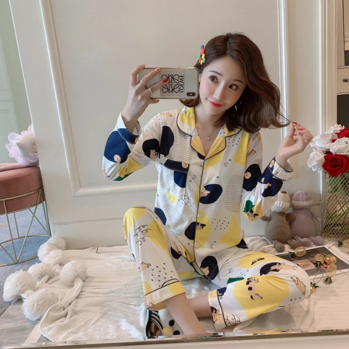 Пижамы для девочек Сезон осень зима Удобные женские пижамные комплекты с