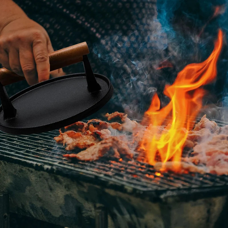 Ручная тарелка для стейка профессиональный пресс мяса чугунный гриль барбекю