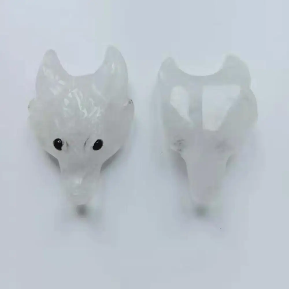 Clear Quartz Высокое качество 4 см натуральные различные драгоценные камни волки головы форма камня ручной работы и полированный для подарка и домашнего декора WYQ - Цвет: Clear Quartz