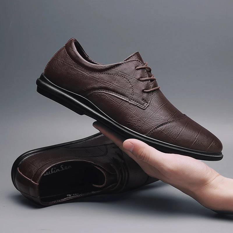 

Leisure Shoes Breathable Casual Shoes Men Leather Black Spring Zapatos Hombre Mens Fashion Male Shoe Informales De