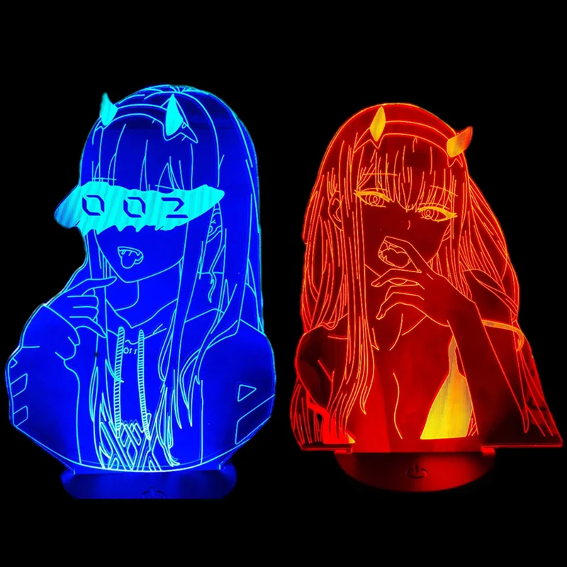 

3D Night Light Zero Two Anime Lamp DARLING In The FRANXX 002 LED Lampara Illusion Bedroom Decor Lights Xmas Kids Gift Lighting