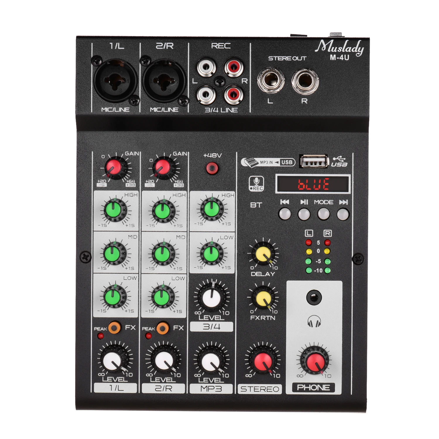 Muslady M 4U Портативный 4 х канальный BT микшерный пульт Цифровой аудио смеситель