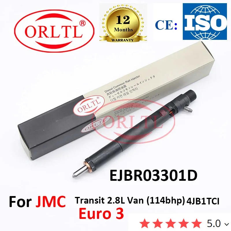 

ORLTL New Common Rail Diesel Injector EJBR03301D R03301D Nozzle 3301D For JMC Transit 2.8L Van (114bhp) 4JB1TCI Euro 3