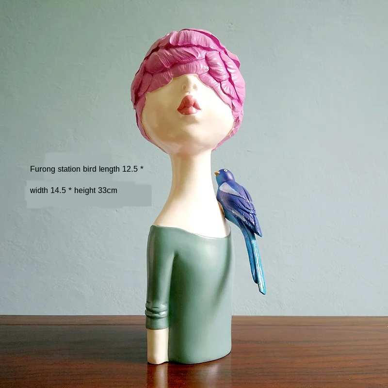 

Nordic Ins Style Fashion Resin Flowering Girl Statues Creative Home Desktop Decoration Angel Sculptures Handicrafts Wedding Gift