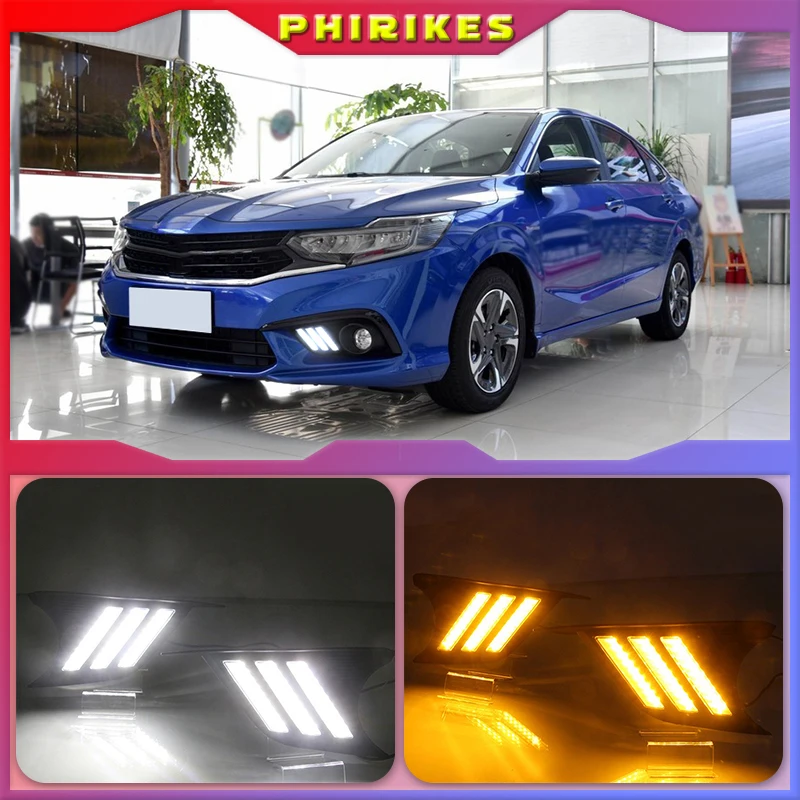 

Светодиодные дневные ходовые огни, дневные ходовые огни, Автомобильные противотуманные фары 6000K, белые, желтые, поворотные, сисветильник ры для Honda ENVIX 2019, 2 шт.