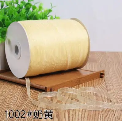 Лента из органзы флуоресцентного желтого цвета ширина 6 мм 10 метров|organza ribbon|tape