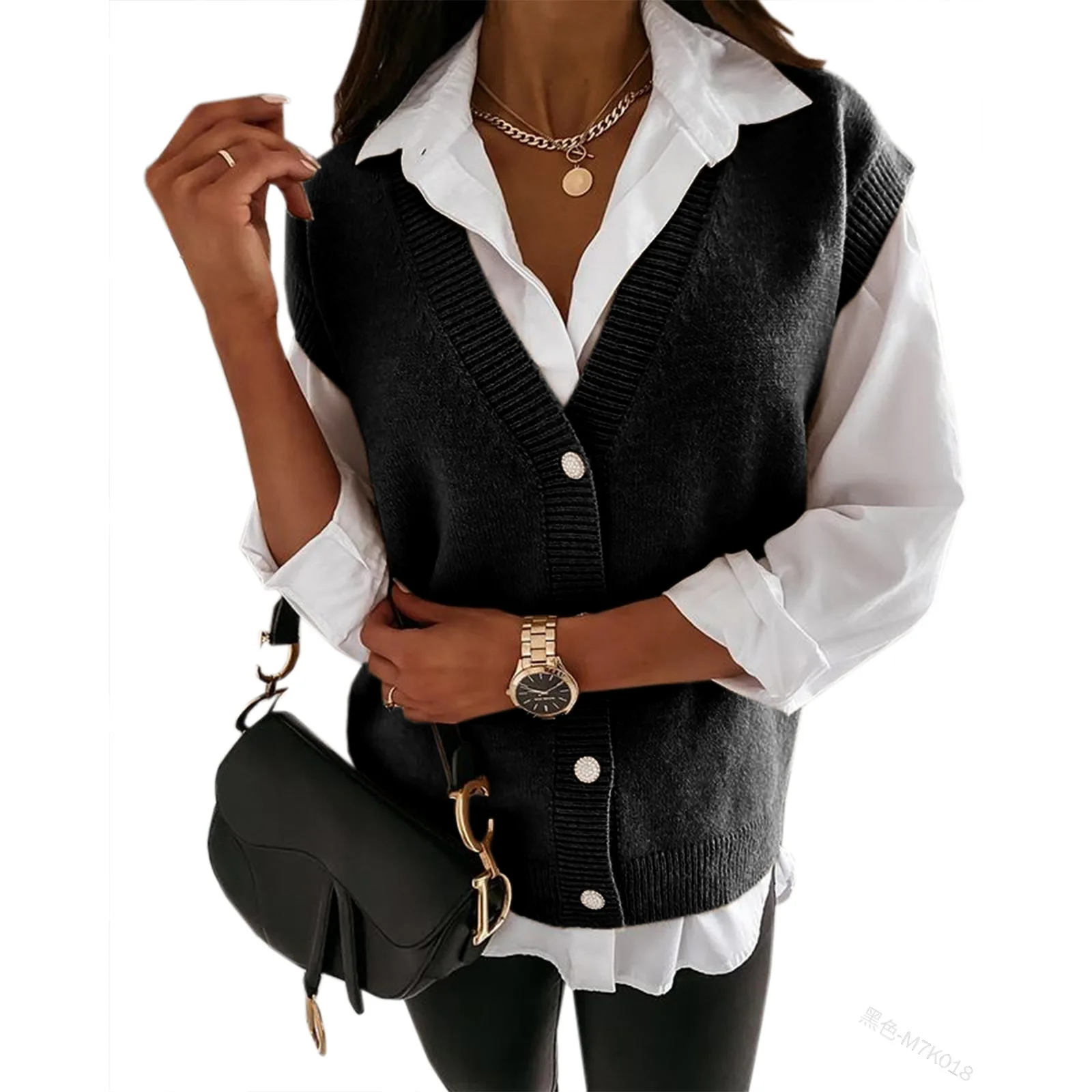 

WEPBEL Shirt Women's Vintage Solid Stitching Single-Breasted Shirt Spring Autumn Long Sleeve Loose Turn-down Collar Shirt