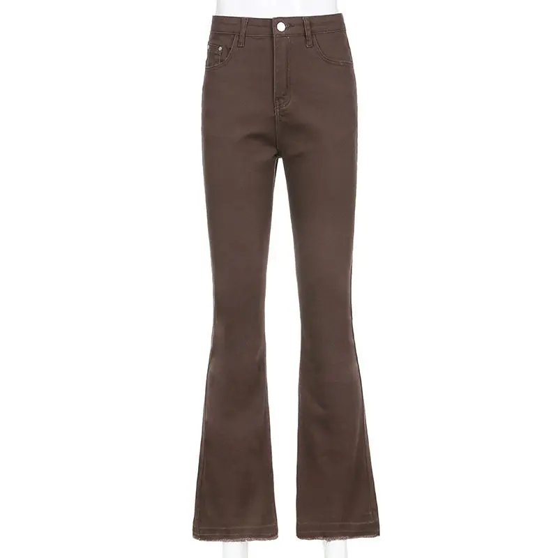 

Varofi Woman High Waist Flared Jeans Vintage Khaki Y2K Denim Pants Streetwear cargo pants women jeans for women y2k jeans