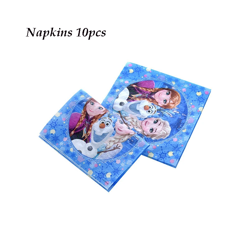 Napkin 10pcs Дисней Холодное сердце принцесса Снежная королева тематическая вечеринка на день рождения украшения Детские вечерние принадлежности для девочек Декор Детский день рождения набор посуды - Color: Napkin 10pcs