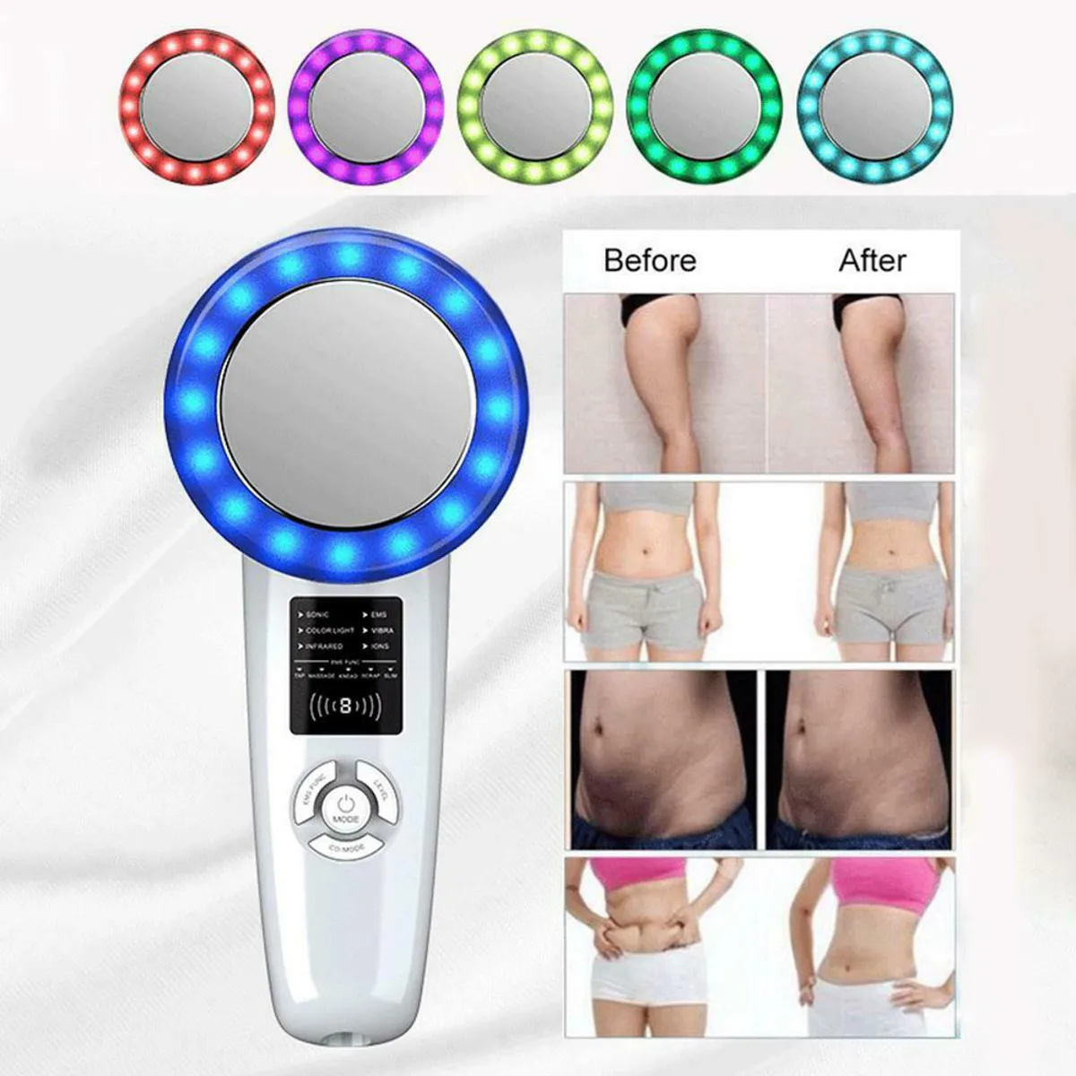 Koop Gezicht Lifting 6 In 1 Ems Infrarood Ultrasone Body Massager Apparaat Echografie Afslanken Vet Brander Cavitatie Gezicht Schoonheid Machine