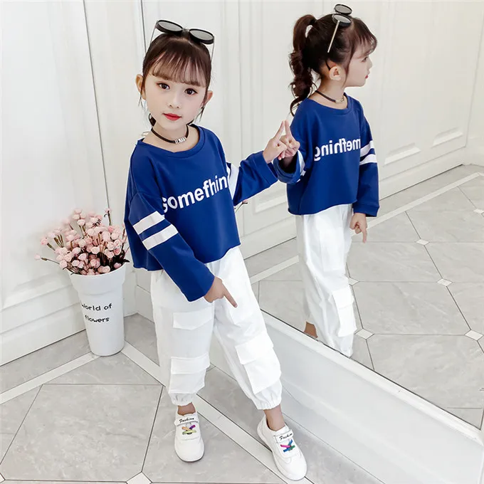 as picture Kid Girl Clothes Hot Sale Boys and Girls Autumn Suit Long-sleeved O-neck Clothes 4-13Y Girl Sport T-shirt and Pants - Цвет: as picture