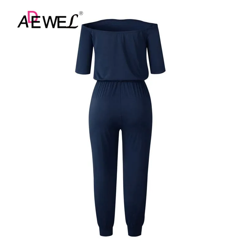 ADEWEL комбинезон женский Повседневный однотонный без рукавов черный в обтяжку