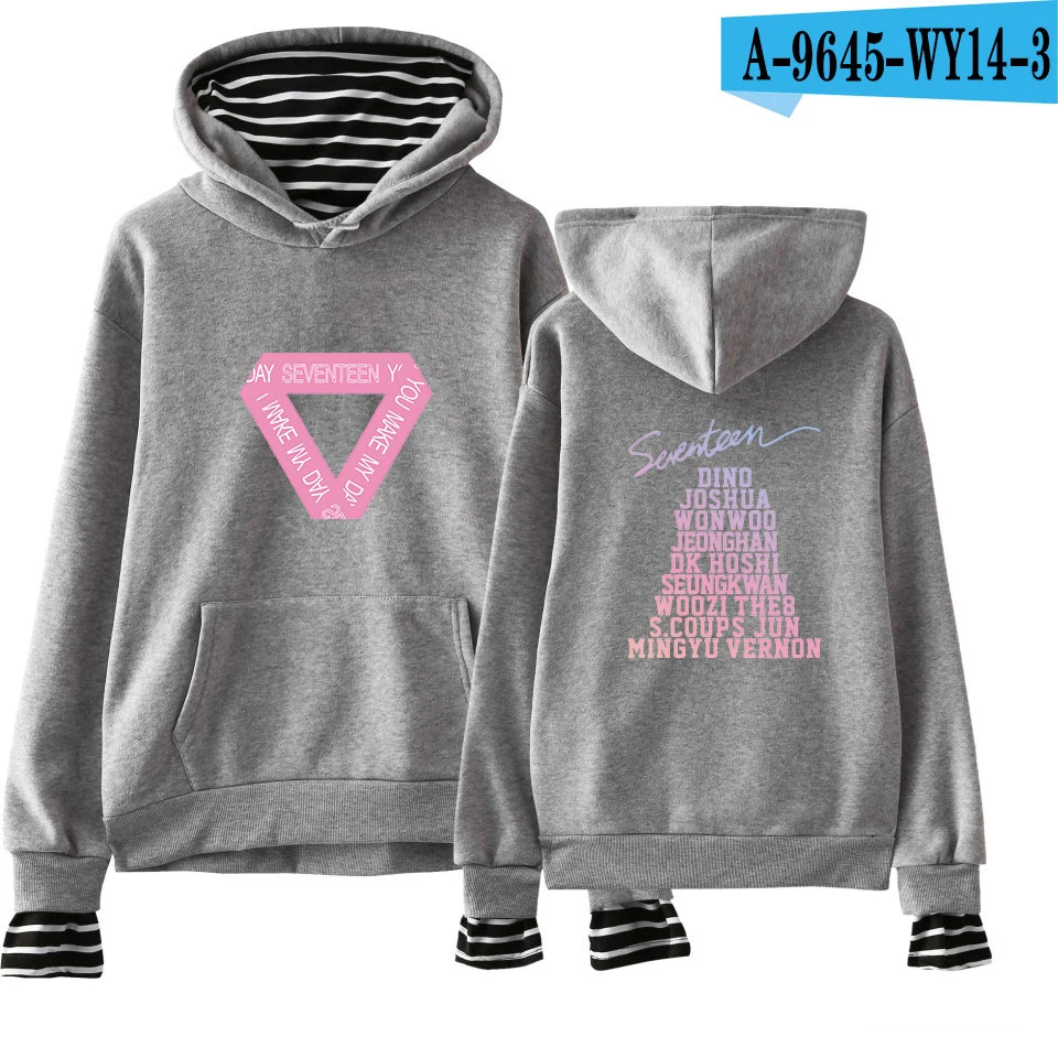grey Новая мода Seventeen; Кей-Поп толстовки с капюшоном и свитшоты для пары с капюшоном женские обманка шт K поп одежда в стиле «хип-хоп» в уличном стиле - Цвет: grey