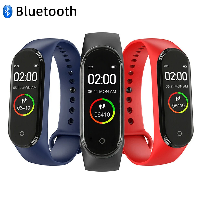 

2021 M4 relógio inteligente Smart Band Men Bluetooth Fitness Tracker Heart Rate Blood Pressure Watch Outdoor Sport Health Monito