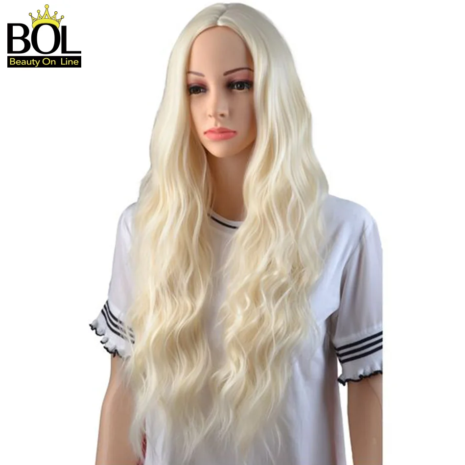 Женский блонд длинный парик 72 см натуральные волнистые синтетические волосы