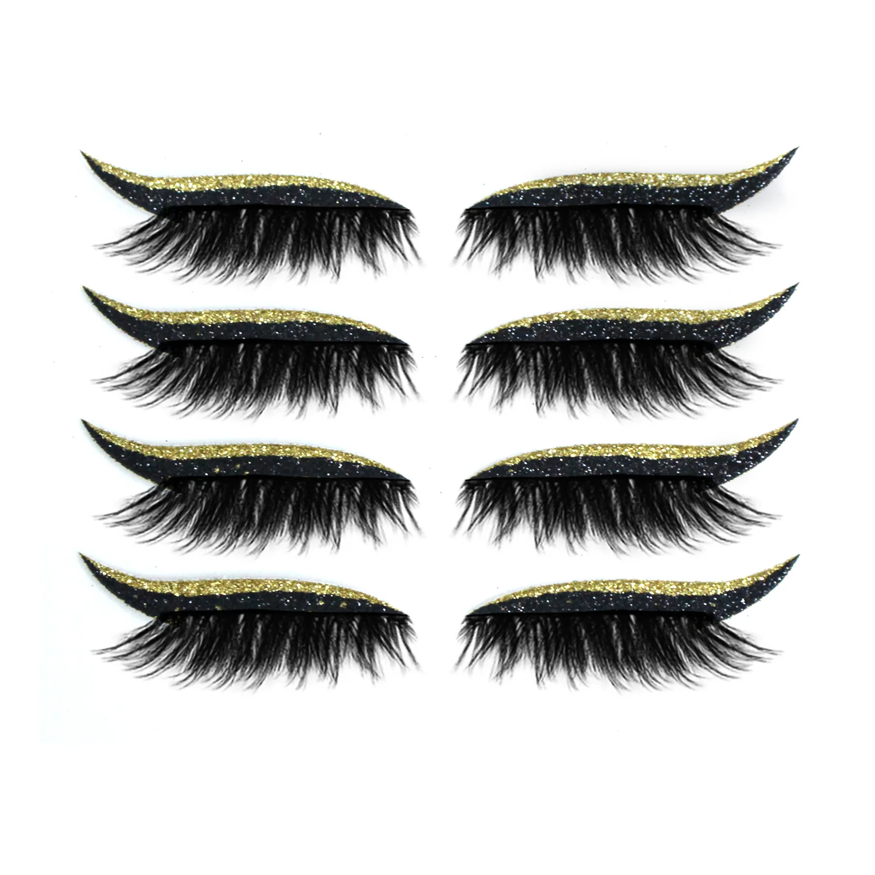 2 In 1 Eyeliner False Eyelashes Sticker Double Eyelid Line Patch Reusable Waterproof Makeup Glitter Shiny Stickers | Красота и