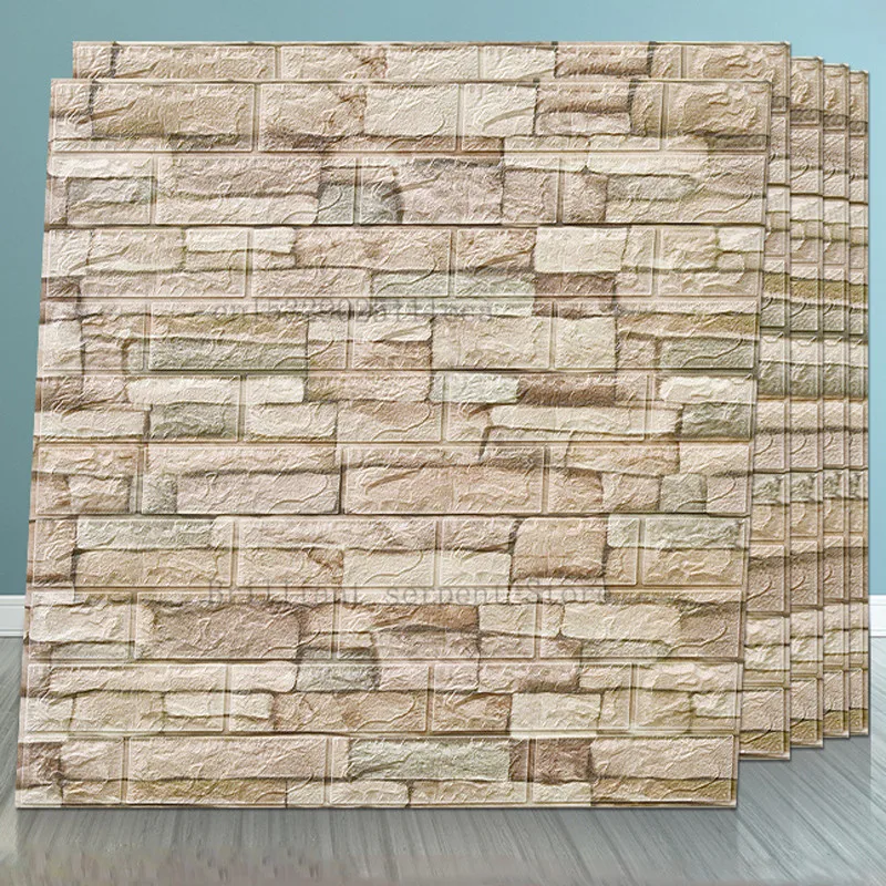 

10M Home Decor 3D PVC Wood Grain Wall Stickers Paper Brick Stone wallpaper Rustic Effect Self-adhesive Home Decor Sticker Room