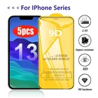 Закаленное стекло 9D для IPhone, защита экрана с полным покрытием для iphone 13, 12, 11 Pro Max mini, 12, 12, 13, X, Xr, Xs max, стекло, 5 шт.лот