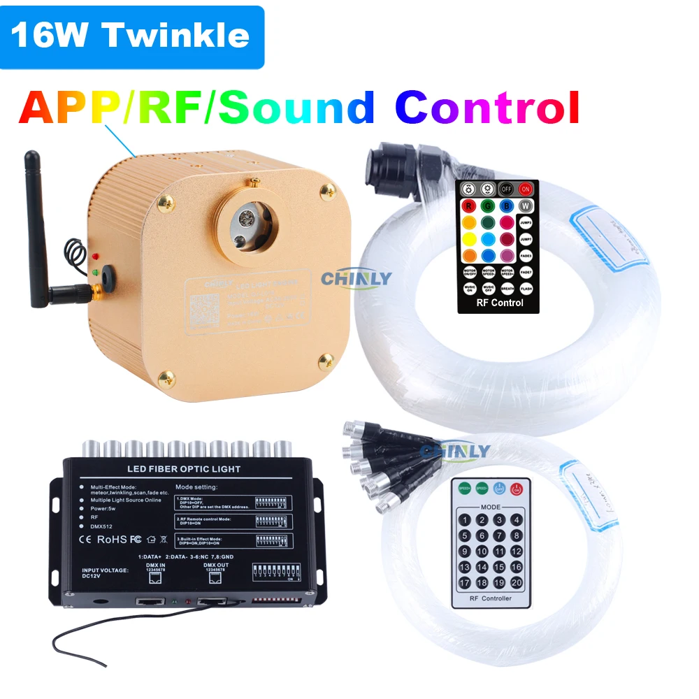 Оптоволоконный светильник Meteor TWINKLE Effect RGBW Smartp APP RF светодиодный оптоволоконный 450