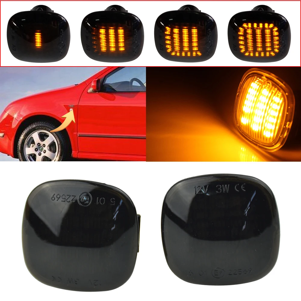 

2X No Error Amber Side Marker Turn Signal Lamp Light For SKODA Fabia 6Y 5J MK2 Octavia 1U A4 MK1 Rapid NH3 Roomster 5J Superb 3U