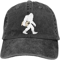 bigfoot pug dog unisex vintage adjustable baseball cap denim dad hat